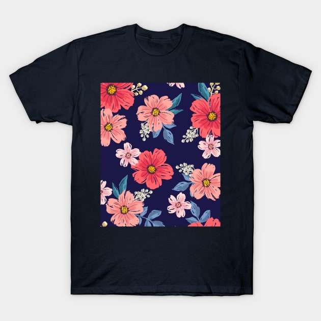 Flowers Panttern T-Shirt by AWESOME ART